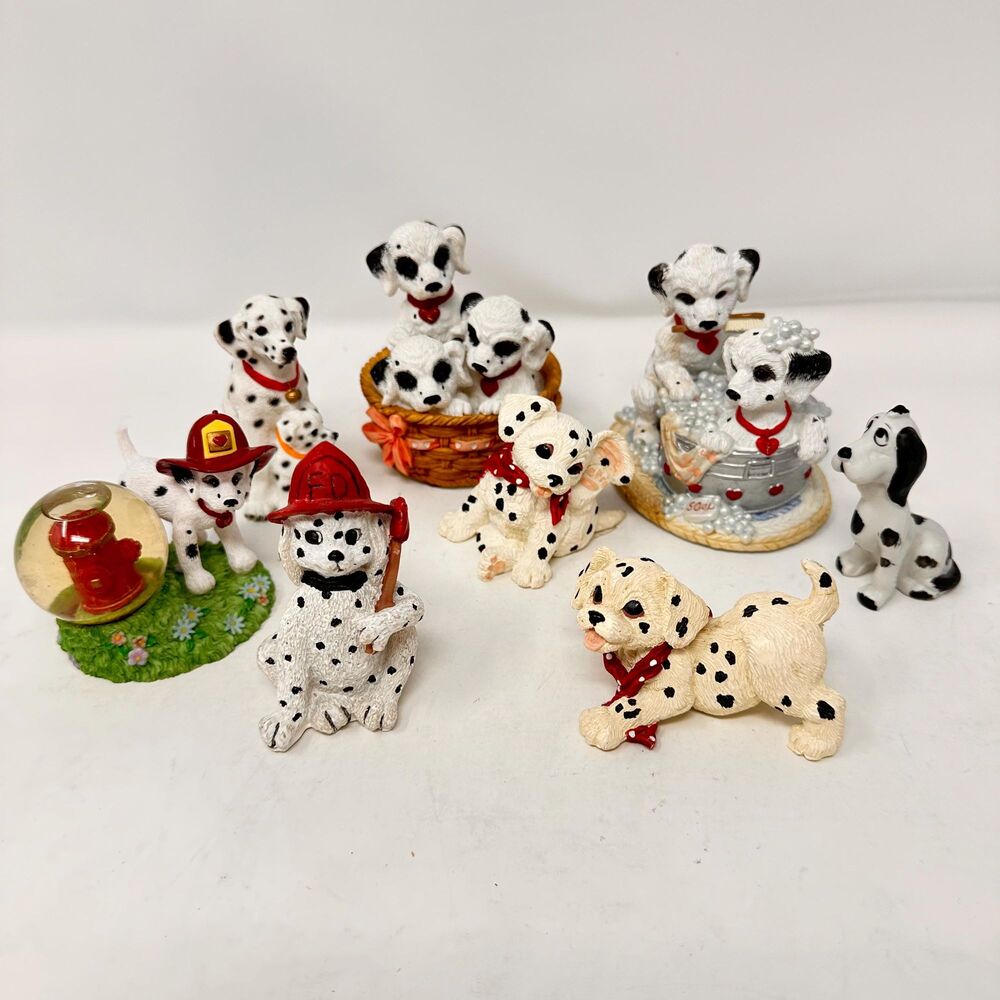 Vintage Dalmatian Puppy Figurine Lot Carlton Cards Enesco Youngs 90s Resin 10pc